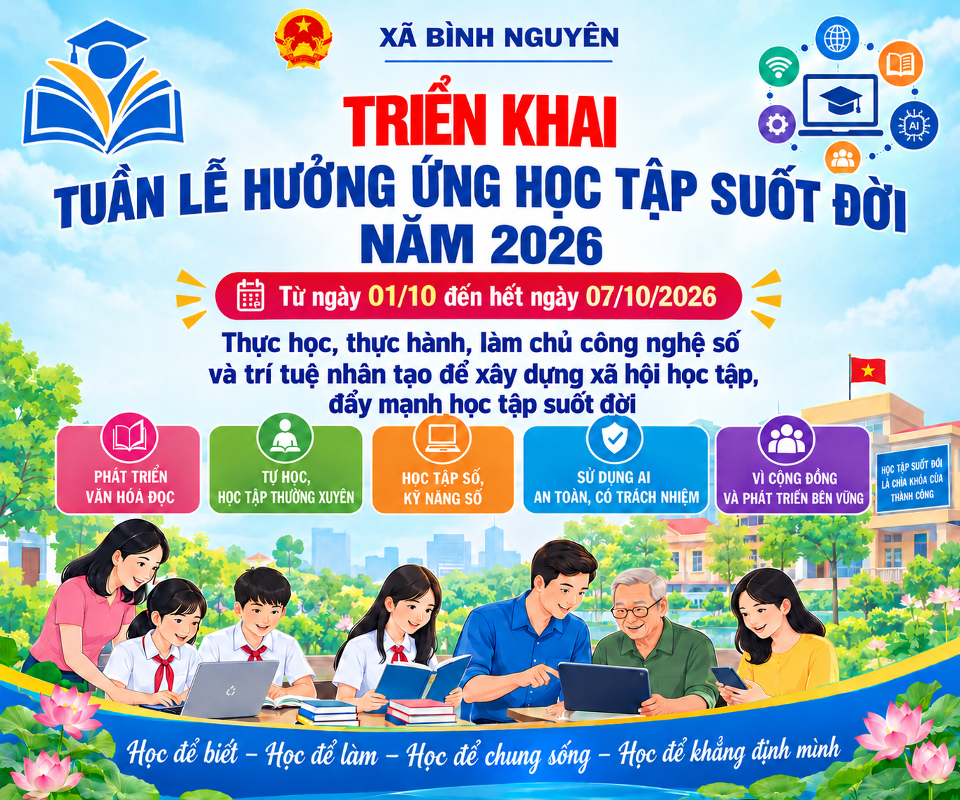 Xã Bình Nguyên triển khai Tuần lễ hưởng ứng học tập suốt đời năm 2026